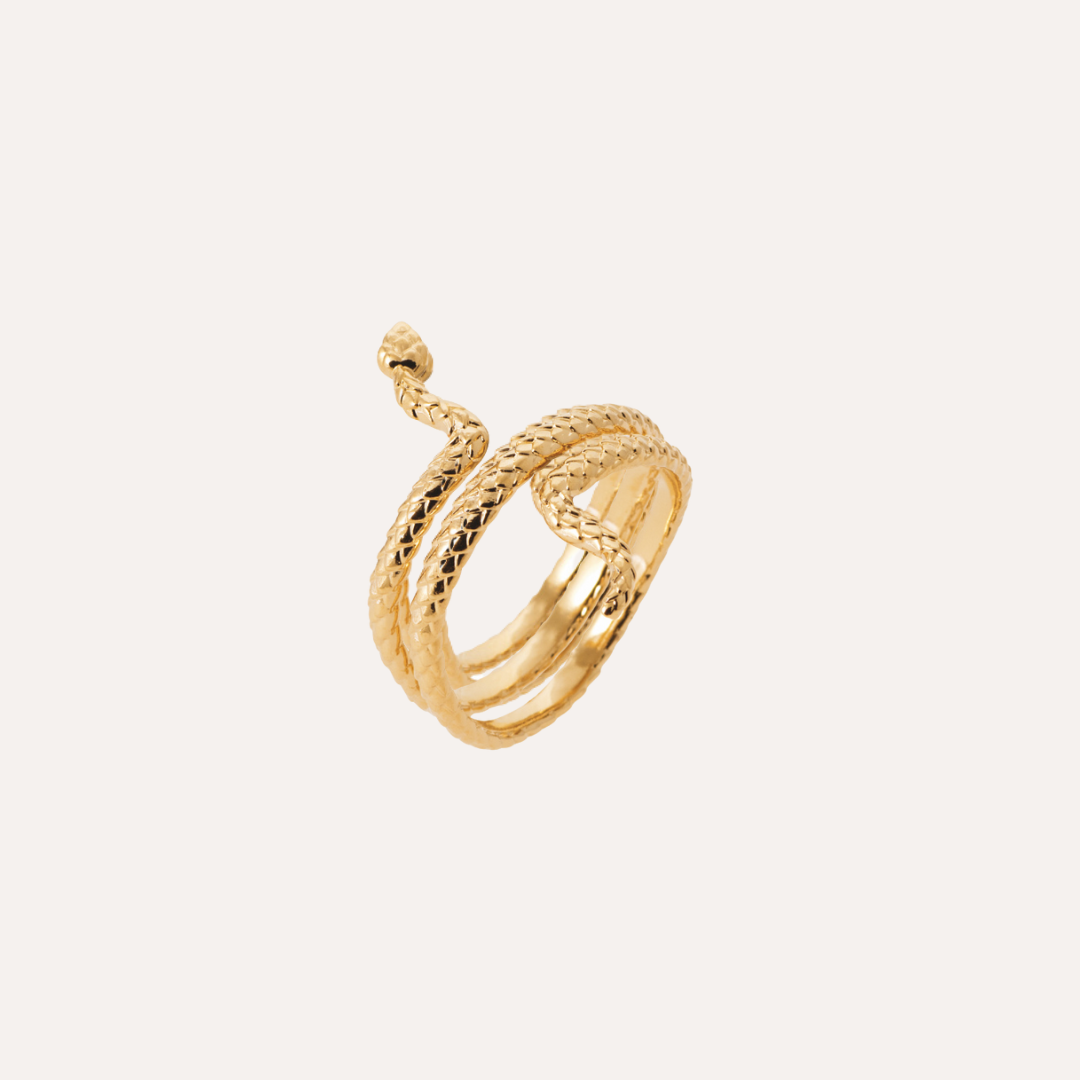 JDR202005 - Bague serpent en acier inoxydable - plaqué or 18 carats JDR202005 - Bague serpent en acier inoxydable - plaqué or 18 carats