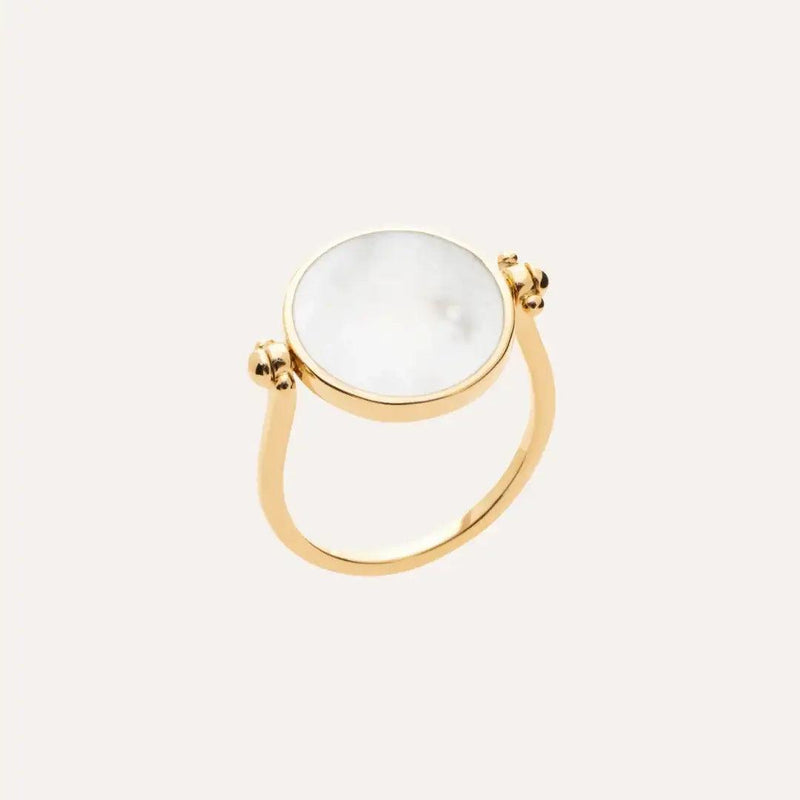 Bague plaqué or réversible nacre Vanille