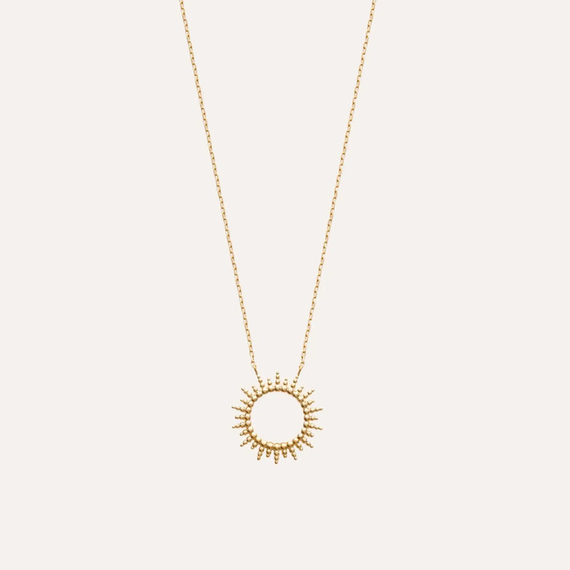 Collana Medaglione Sole Perlato Emmanuelle Placcata Oro 18k