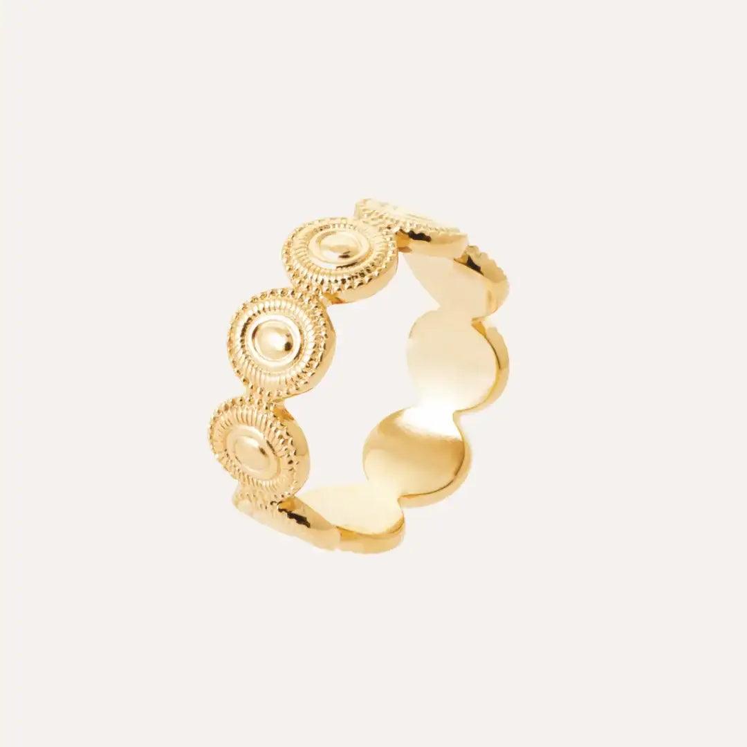 Bague Nell en plaqué or 18 carats, anneau multi-pastilles ciselées