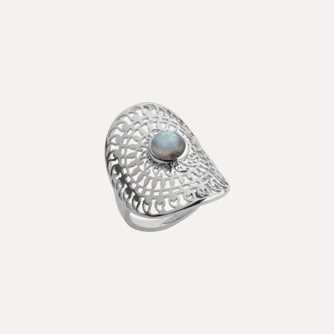 Bague en argent 925 avec labradorite, modèle Barbarella