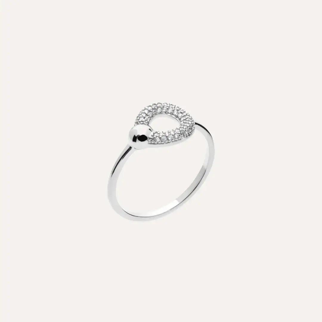 Bijou en argent 925 rhodié, bague cercle zircon Odile