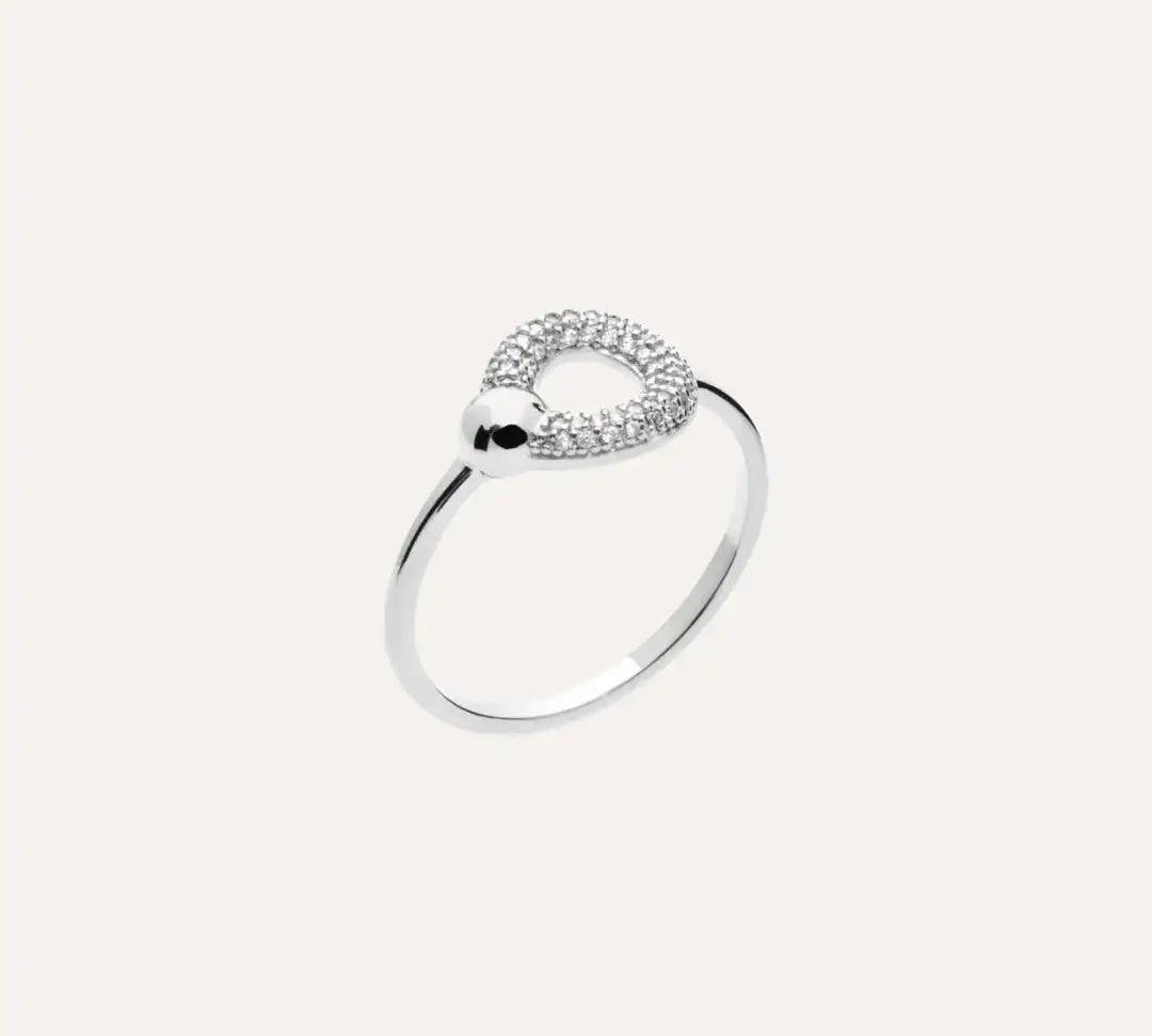 Bijou en argent 925 rhodié, bague cercle zircon Odile