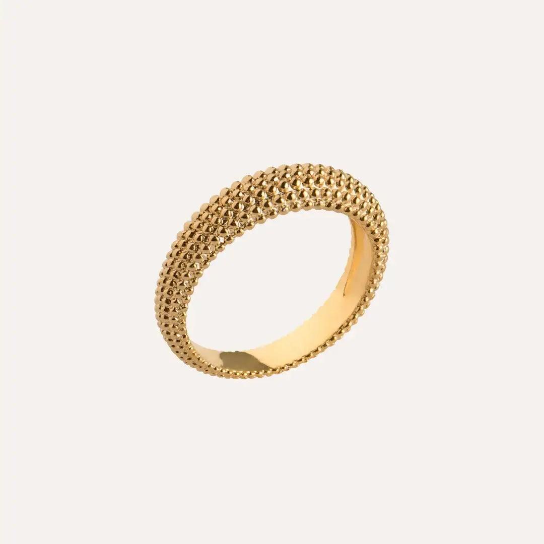 Bague jonc perlé en plaqué or Miranda