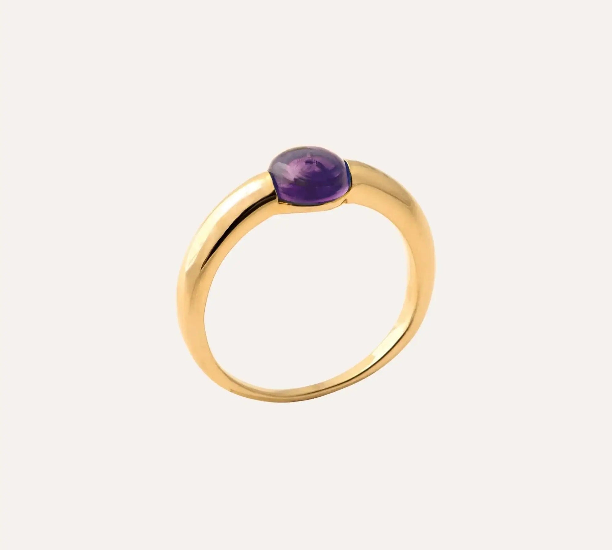 Bague jonc en plaqué or avec améthyste, modèle Hortense