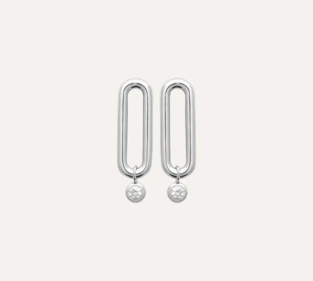 Boucles d'oreilles pendantes Alicia en argent 925 rhodié et zirconium