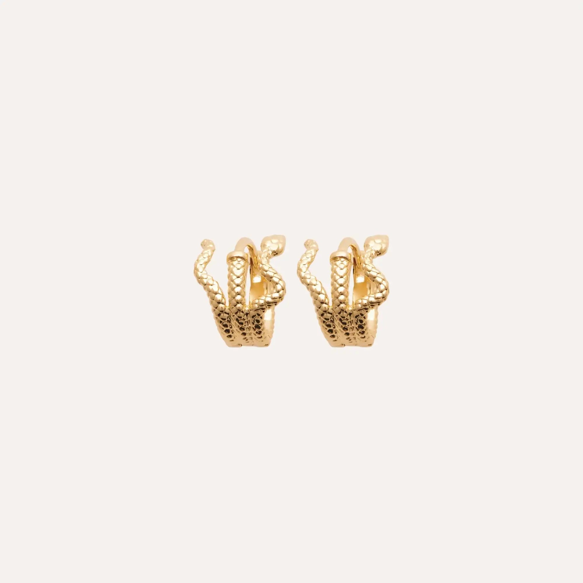 Boucles d'oreilles créoles Siryna en plaqué or 18 carats, design serpent