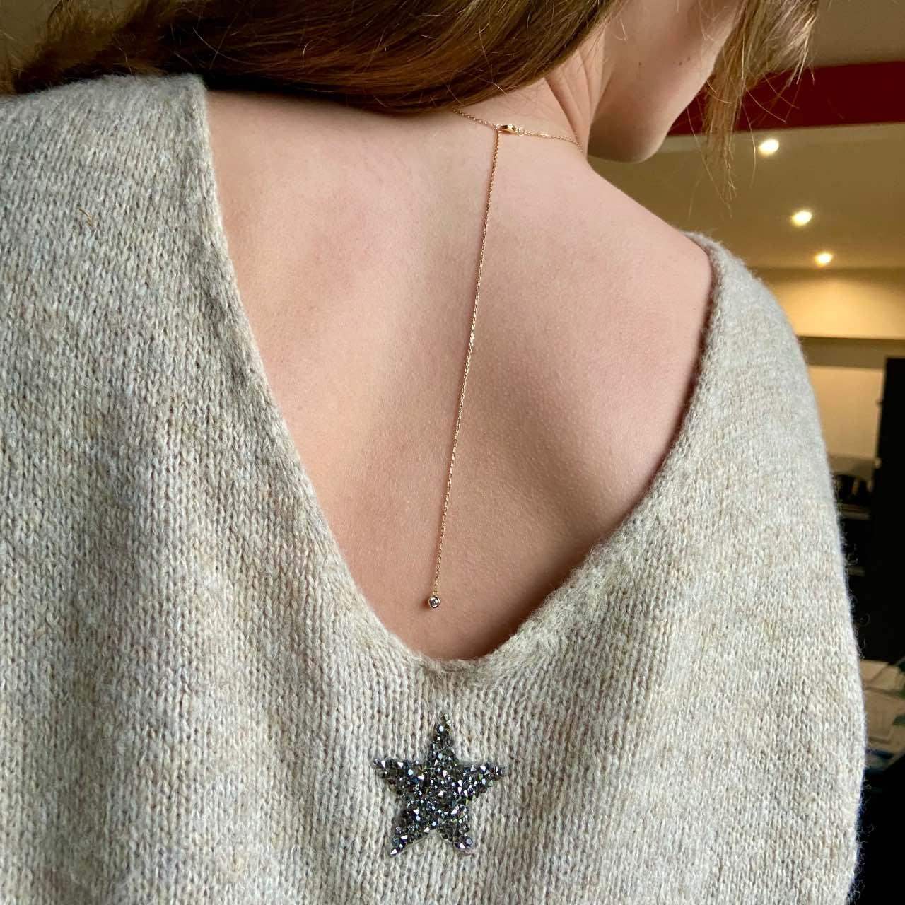 Collier de dos nu Éléonore en plaqué or et zirconium