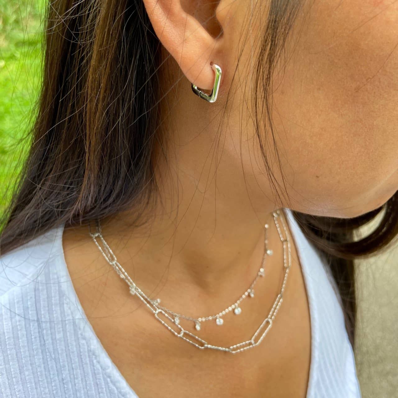 Boucles créoles argent carré