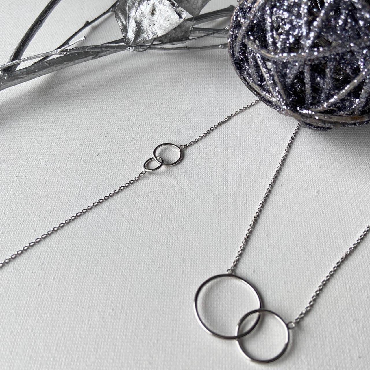 Bracelet et collier argent rhodié cercles