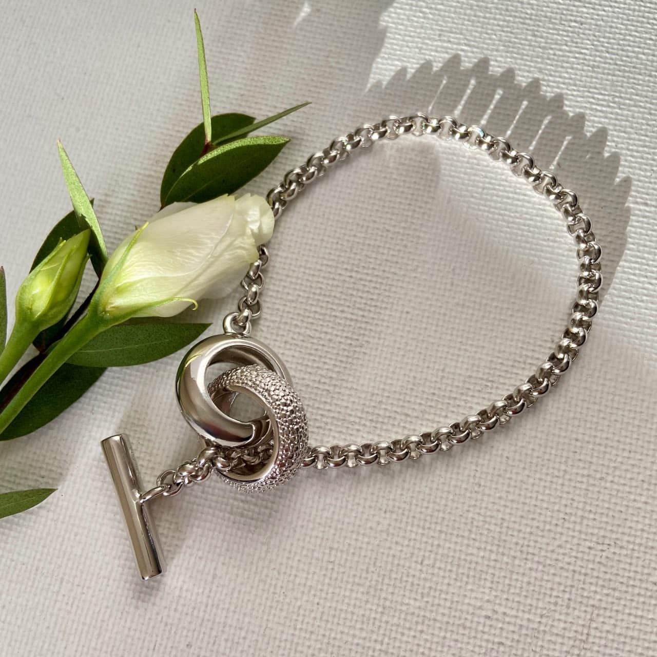 gros bracelet en argent 925 fermoir T