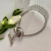 gros bracelet en argent 925 fermoir T