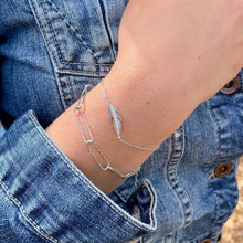 Bracelet argent Plume zircons