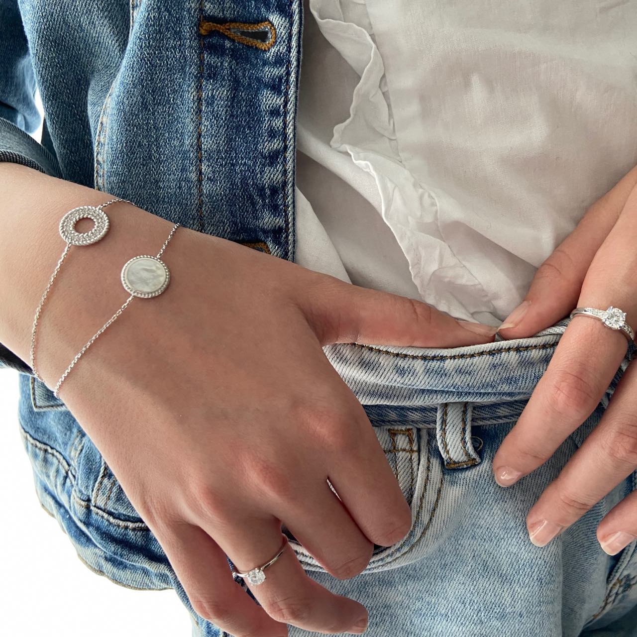 Bracelet argent nacré