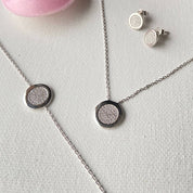 Bracelet collier et boucles pastille oxydes zircon argent