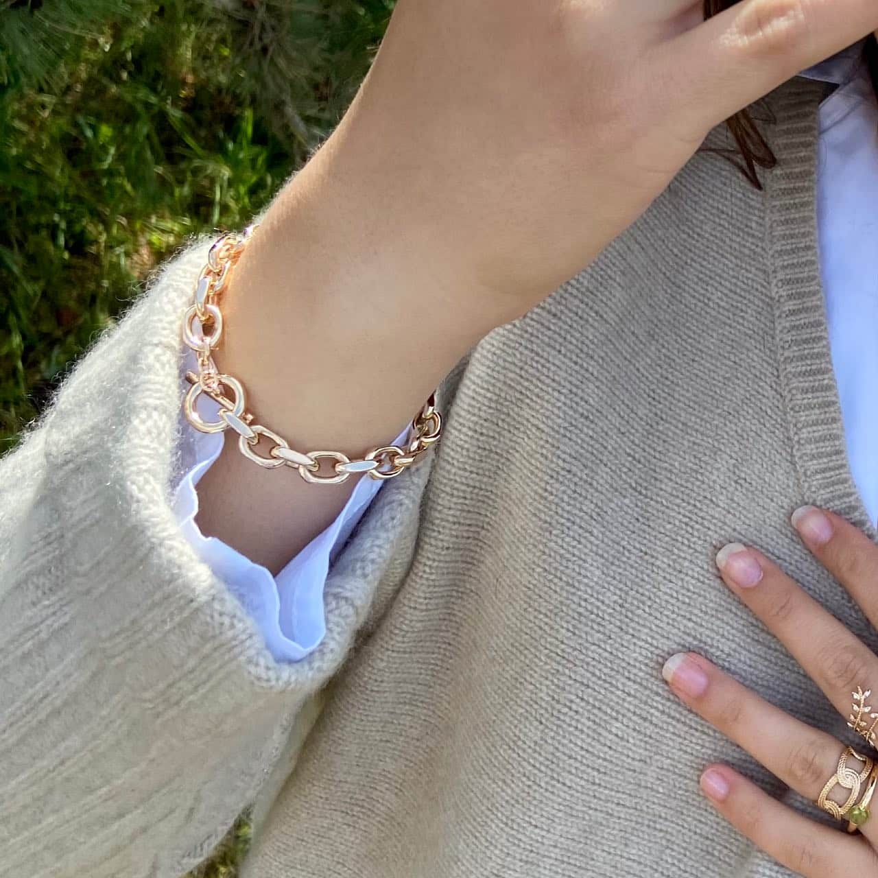 Bracelet maille forçat plaqué or