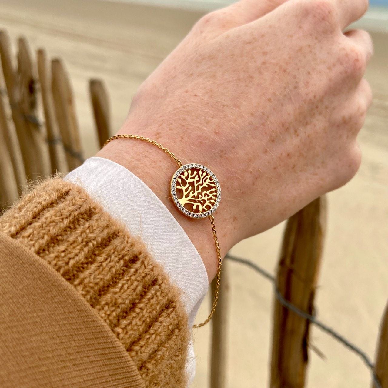 Bracelet plaqué or arbre de vie