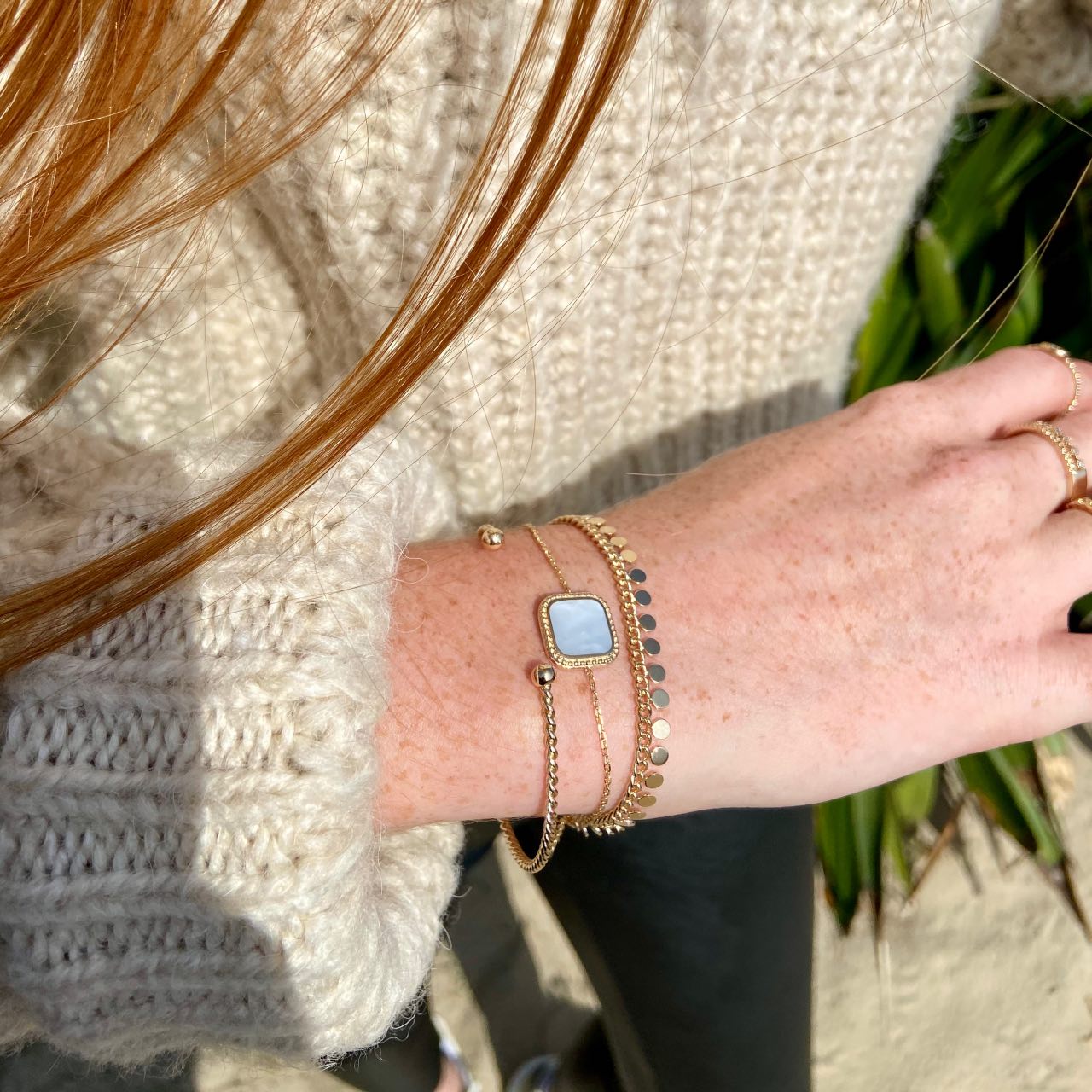 Bracelet plaqué or nacre