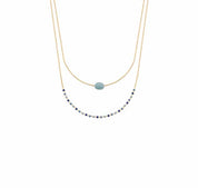 Collier double rang perles bleues