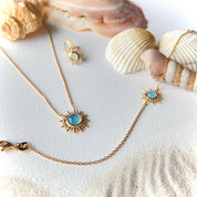 bijoux plaqué or femme agate bleu