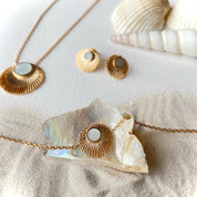 collier bracelet et boucles plaqué or forme coquillage
