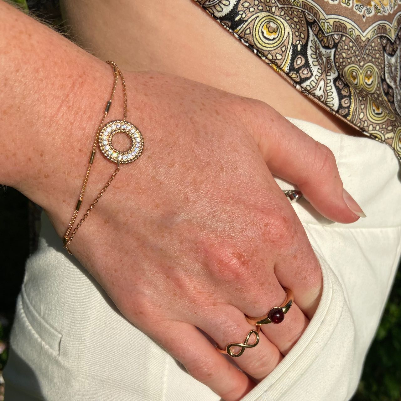 Bracelet plaqué or sphere zirconium