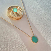 Bague plaqué or amazonite tendance