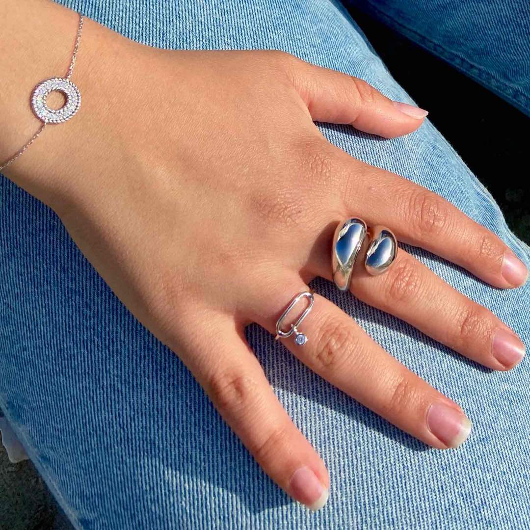 Bague argent zircon mobile