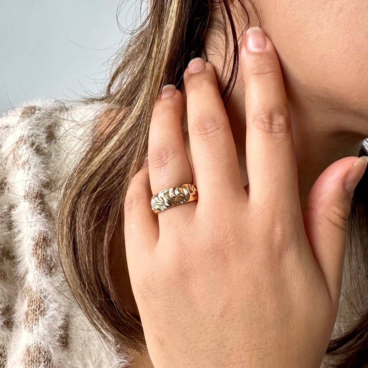 Bague plaqué or structurée