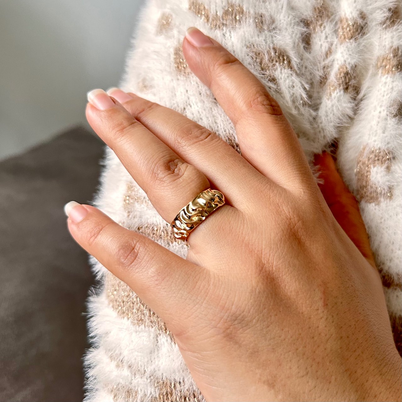 Bague plaqué or structurée