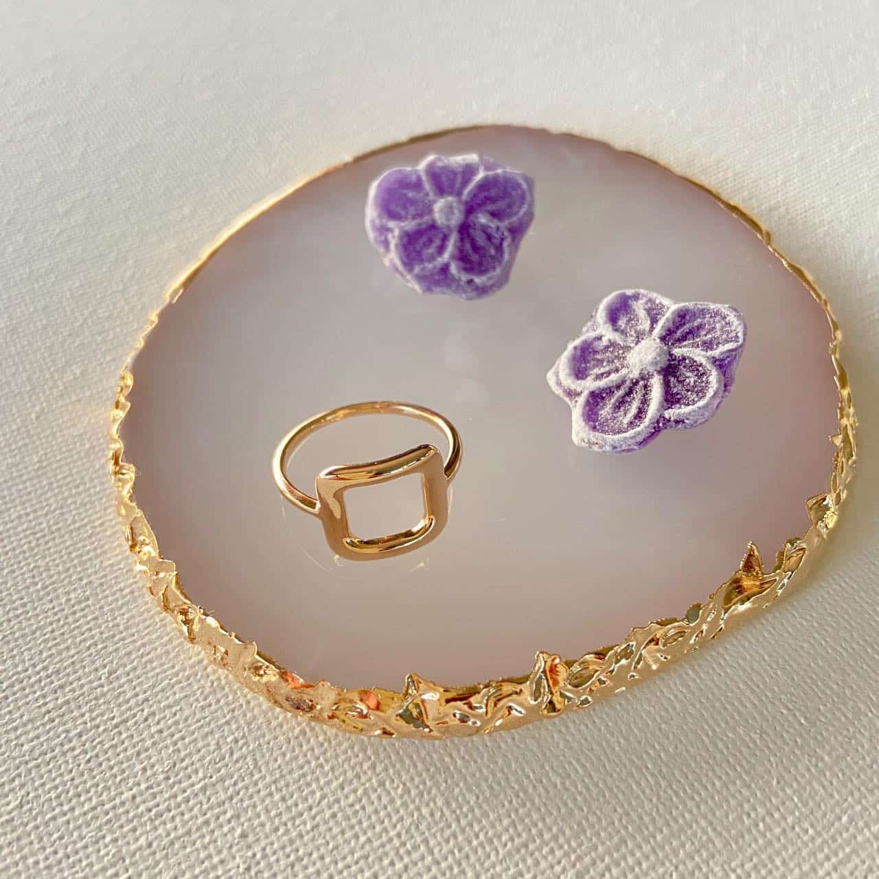 Bague format carré plaqué or