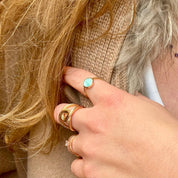 Bague plaqué or femme pierre verte