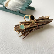 Bague plaqué or de qualité amazonite ou agate noire