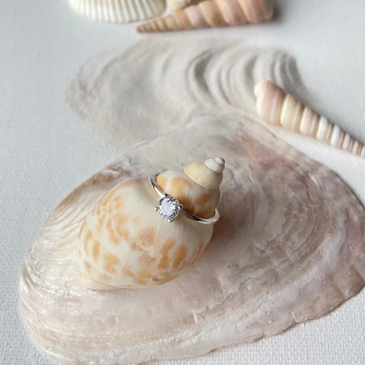 Bague solitaire argent zircon