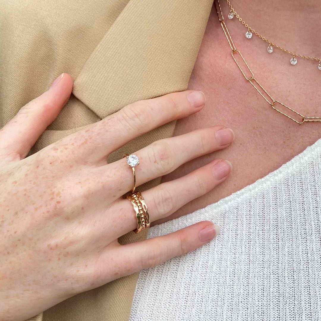 Solitaire plaqué or oxyde de zirconium