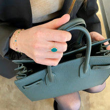 Bague plaqué or pierre verte