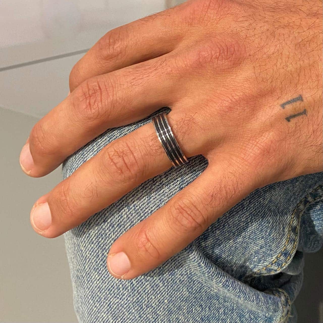 Bague homme en acier et caoutchouc