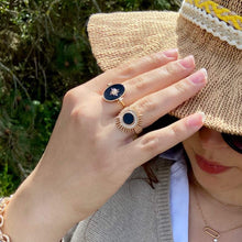 Bague plaqué or et agate noire