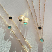 Bague plaqué or agate noire