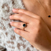 Bague plaqué or agate noire Margot