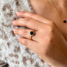 Bague plaqué or agate noire Margot