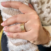 Bague large anneau plaqué or