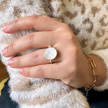 Bague plaqué or réversible nacre