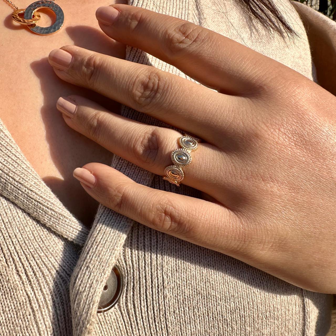 Bague anneau plaqué or Nell