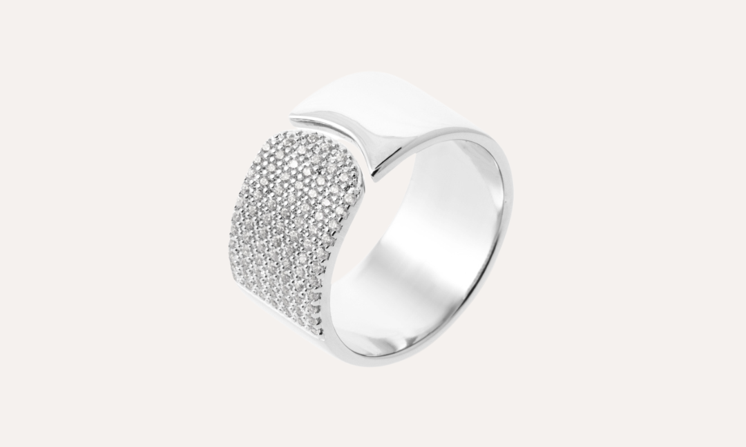 Large bague argent zirconium