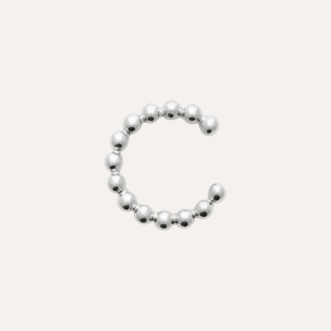 Bague d'oreille perlée argent