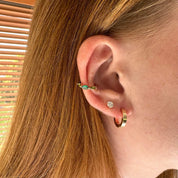 Bague d'oreille plaqué or pierre verte