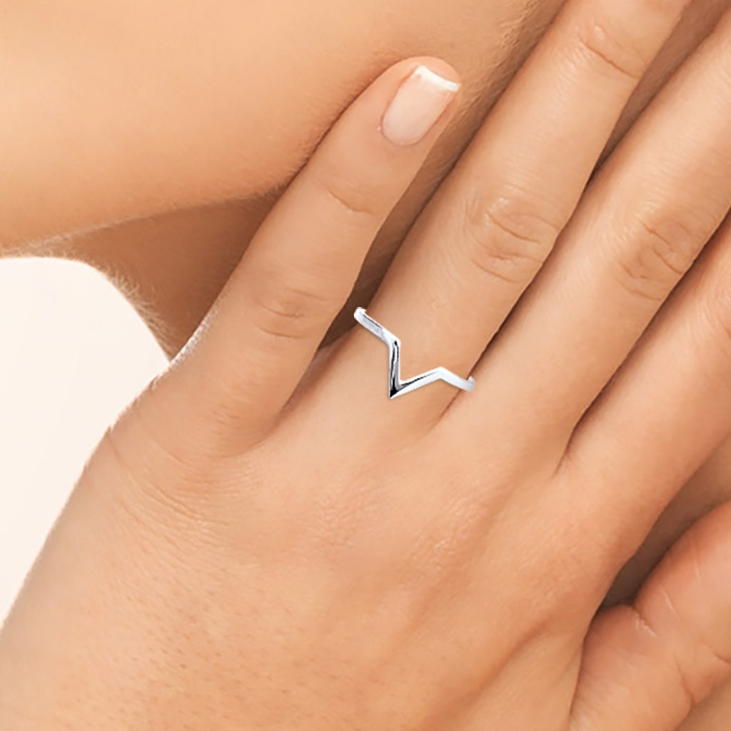 Bague en V argent rhodié 925