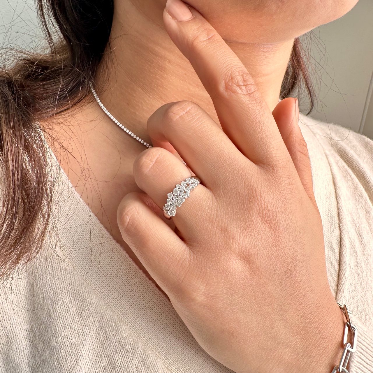 Bague multi zirconium argent