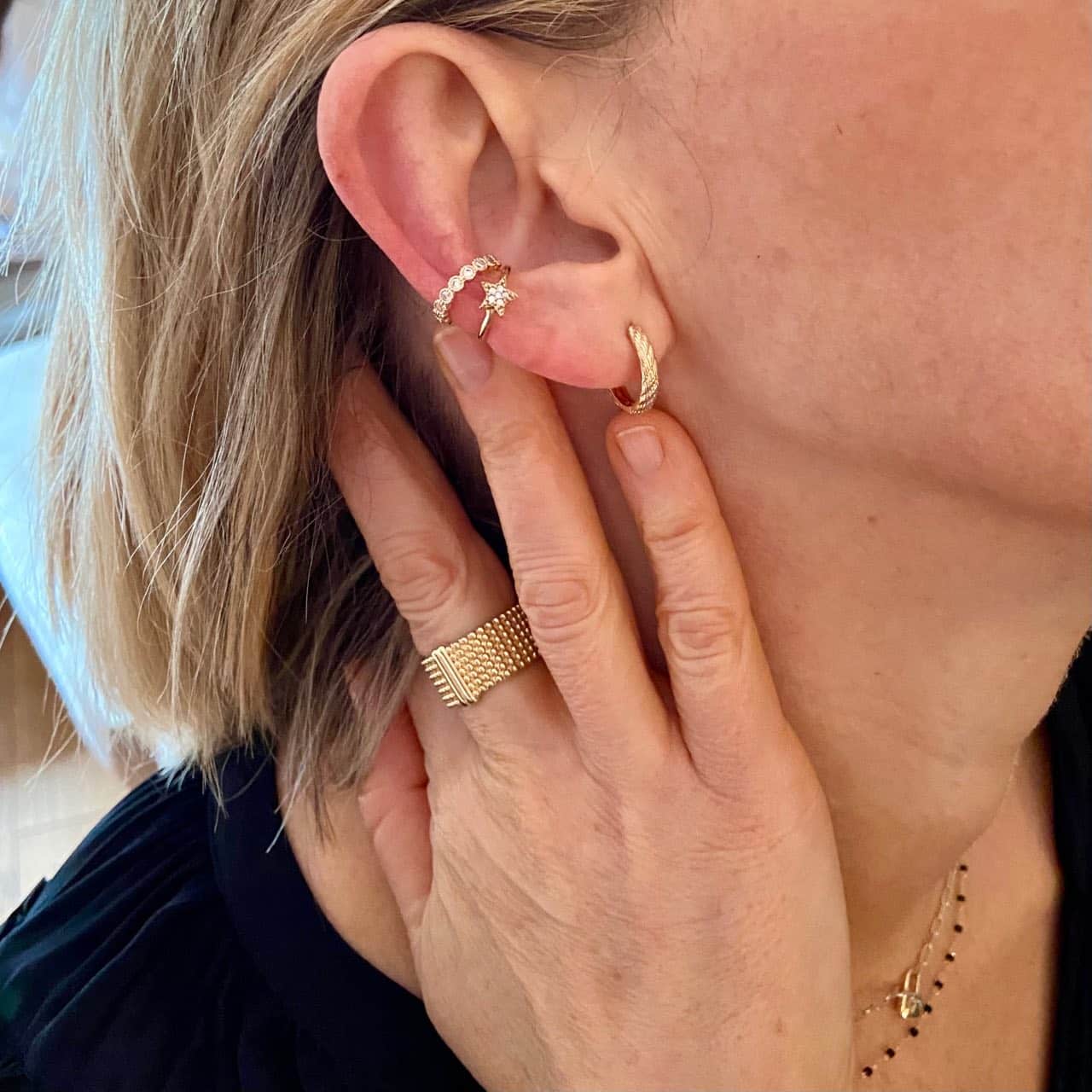 Bague d'oreille sans perçage plaqué or tendance